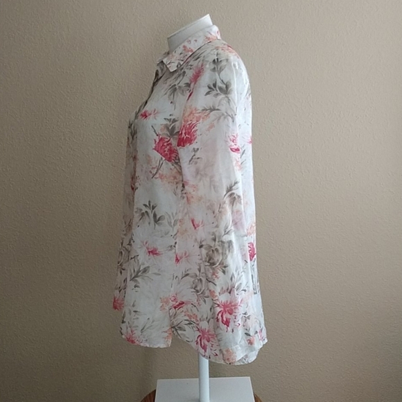 j.jill Sheer Long Sleeve Silk Blend Blouse - Picture 4 of 10